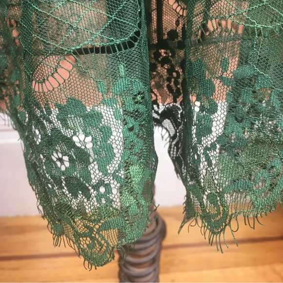 Uterque Emerald Silk and Lace Nightgown / Slip / Slipdress - Medium - Picture 10 of 15